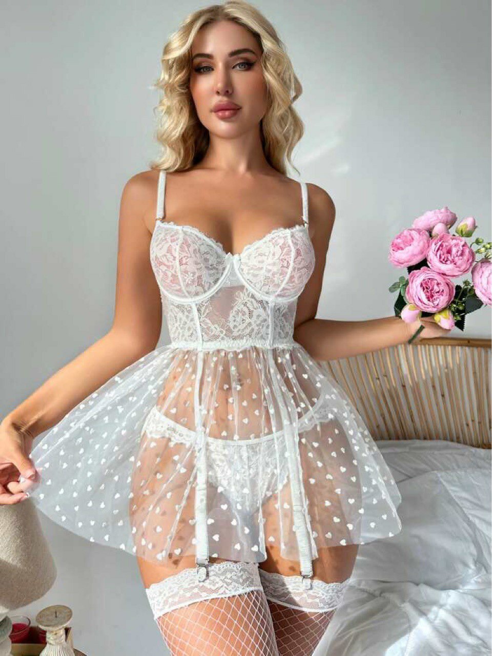 White Net Lingerie Set
