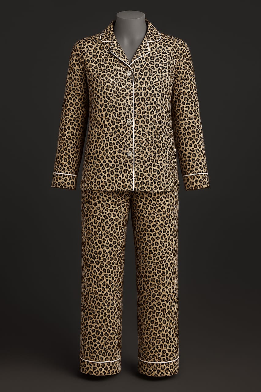 Leopard Print Long Sleeve Pajama Set